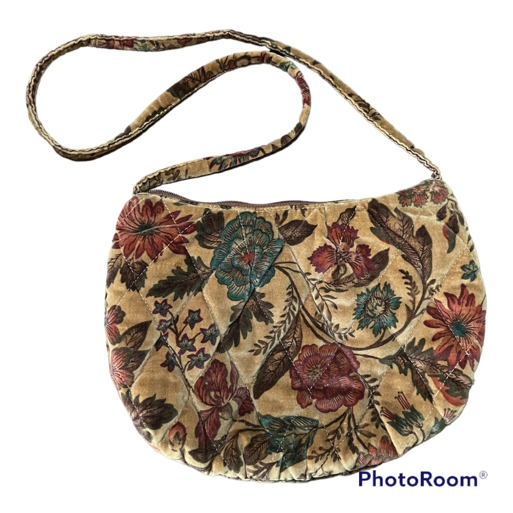 Richmark Quilted Velour Floral Shoulder Bag